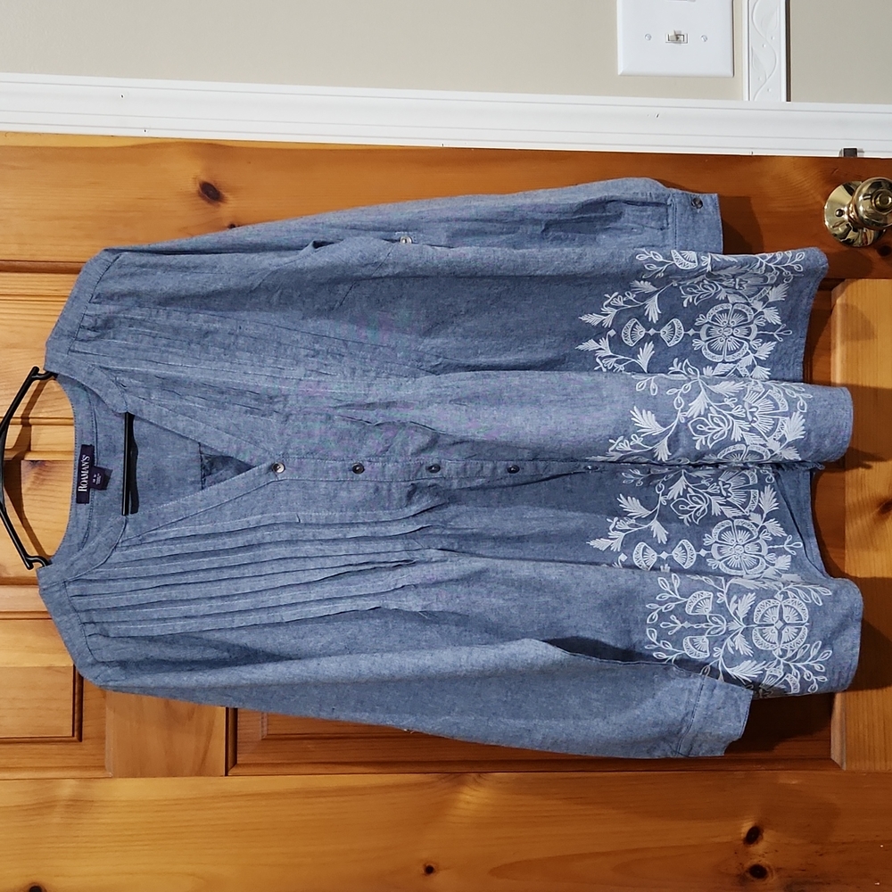Blue embroidered top